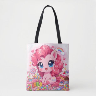 Kawaii Roze Pony Chibi Kunst Tote Bag