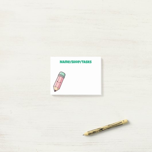 Kawaii Roze Potlood Post-it® Notes (Op bureau)