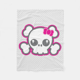 Kawaii Roze ribbon skull Fleece Blanket Deken