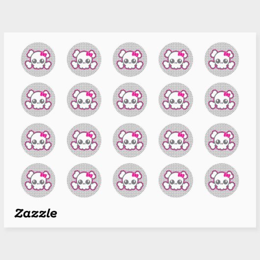 Kawaii roze ribbon skull Stickers (Vel)