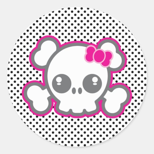 Kawaii roze ribbon skull Stickers (Voorkant)