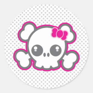 Kawaii roze ribbon skull Stickers