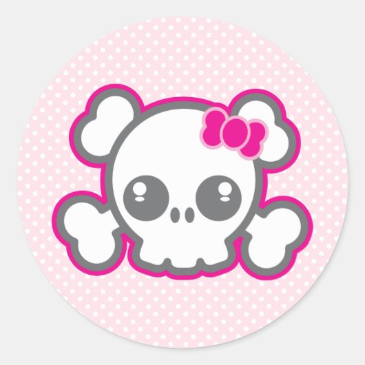 Kawaii roze ribbon skull Stickers (Voorkant)