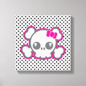 Kawaii Roze Ribbon Skull Wrapped Canvas (Voorkant)