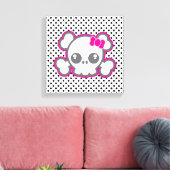 Kawaii Roze Ribbon Skull Wrapped Canvas (Insitu (Woonkamer))