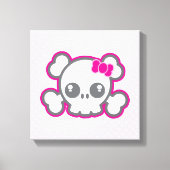 Kawaii Roze Ribbon Skull Wrapped Canvas (Voorkant)