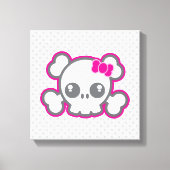 Kawaii Roze Ribbon Skull Wrapped Canvas (Voorkant)