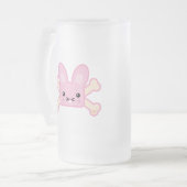 kawaii roze schedelkonijn matglas bierpul (Voorkant links)