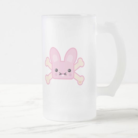 kawaii roze schedelkonijn matglas bierpul (Rechts)