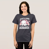 Kawaii Roze Slaperige Konijn Tri-Blend Shirt (Voorkant volledig)