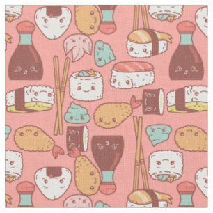 Kawaii roze sushi tempura schattig stof