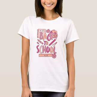 Kawaii Roze Terug Naar School Mooie Benodigdheden T-shirt