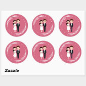 Kawaii roze thema van Chibi paar bruiloft Ronde Sticker (Vel)