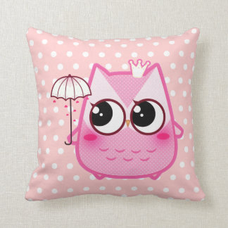 Kawaii roze uil met schattige paraplu kussen