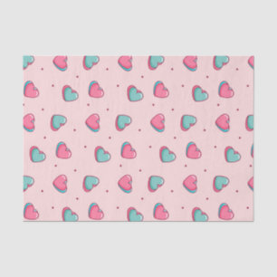 Kawaii Roze Valentijnsdag Hart Doodle Patroon Tissuepapier