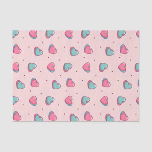 Kawaii Roze Valentijnsdag Hart Doodle Patroon Tissuepapier (Voorkant)