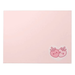 Kawaii Roze Valentijnse aardbeien Notitieblok