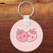Kawaii Roze Valentijnse aardbeien Sleutelhanger (Voorkant)