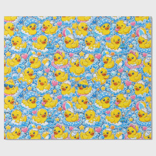 Kawaii Rubber Eend Patroon met Speelse Aquatische Cadeaupapier