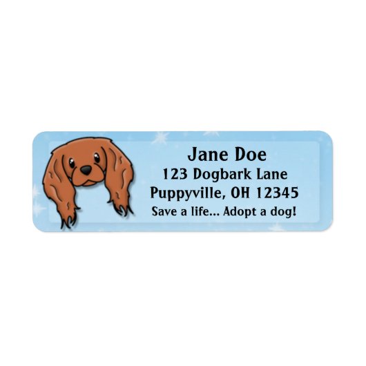 Kawaii Ruby Cavalier King Charles Spaniel Etiket (Voorkant)
