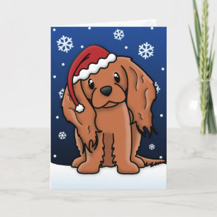 Kawaii Ruby Cavalier Spaniel Kerstkaart Feestdagen Kaart