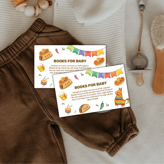 Kawaii Rustic Fiesta Taco Bout Books Baby shower Informatiekaartje