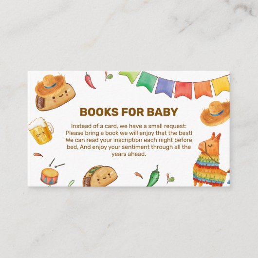 Kawaii Rustic Fiesta Taco Bout Books Baby shower Informatiekaartje (Voorkant)