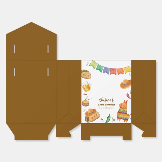 Kawaii Rustic Fiesta Taco over een Baby shower Bedankdoosjes (Ongevouwen)