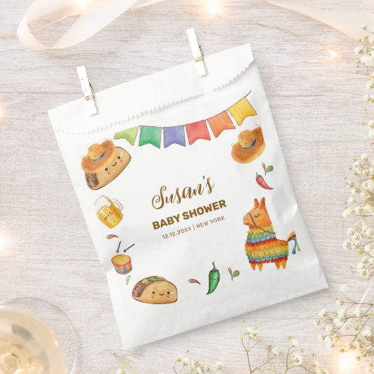 Kawaii Rustic Fiesta Taco over een Baby shower Bedankzakje (Geknipt)