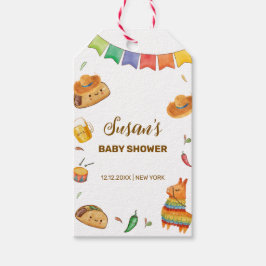 Kawaii Rustic Fiesta Taco over een Baby shower Cadeaulabel