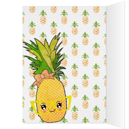 Kawaii rustieke strand partij ananas eten thema (Binnen (Links))