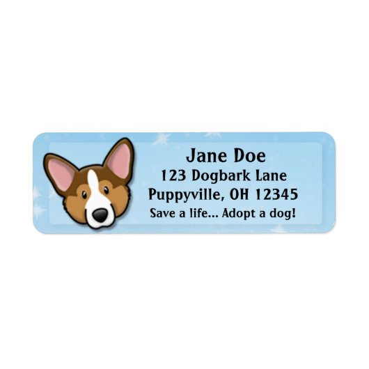 Kawaii Sable Cardigan Welsh Corgi Etiket (Voorkant)