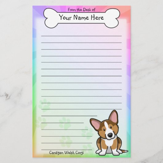 Kawaii Sable Cardigan Welsh Corgi Stationery Briefpapier (Voorkant)