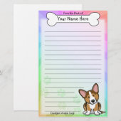 Kawaii Sable Cardigan Welsh Corgi Stationery Briefpapier (Voorkant / Achterkant)