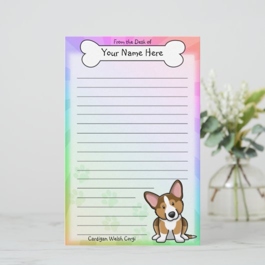 Kawaii Sable Cardigan Welsh Corgi Stationery Briefpapier (Staand voorkant)