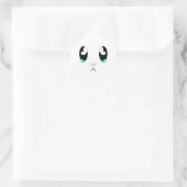 Kawaii Sad Bunny Face Ronde Sticker (Tas)