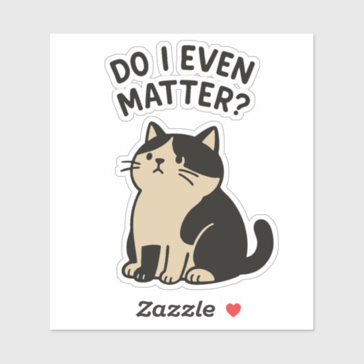 Kawaii Sad Schattige Cat. Maakt het wat uit? dierl Sticker (Vel)