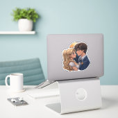 Kawaii SailorMoon TuxedoMask Romantische Sticker (Laptop op bureau)