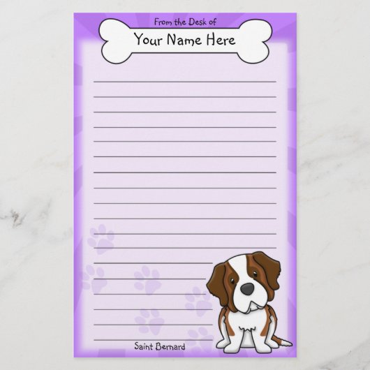 Kawaii Saint Bernard Stationery Briefpapier (Voorkant)