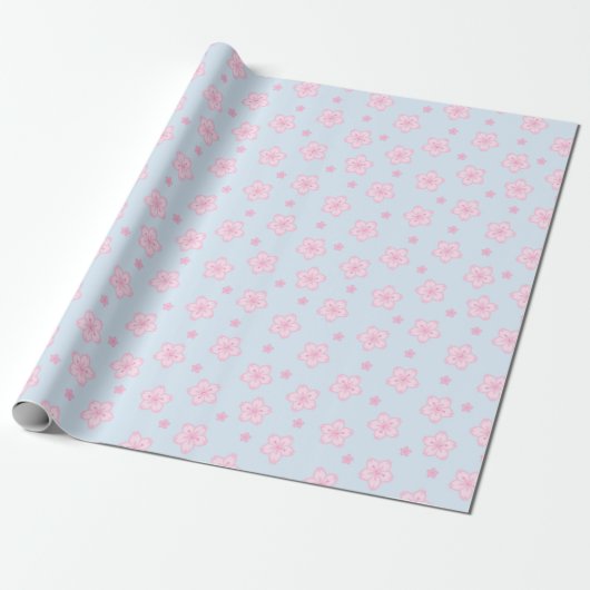 Kawaii Sakura Cherry Blossoms Cadeaupapier (Uitgerold)
