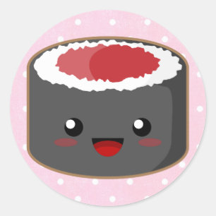 Kawaii Salmon Roll Ronde Sticker