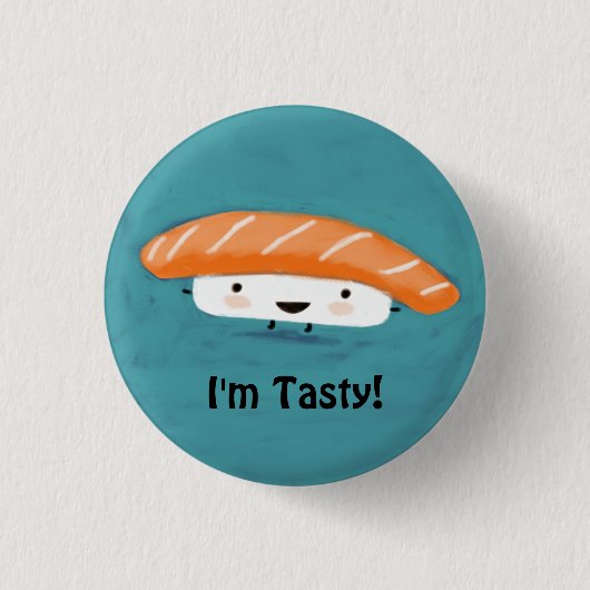 Kawaii Salmon Sashimi Ronde Button 3,2 Cm (Voorkant)
