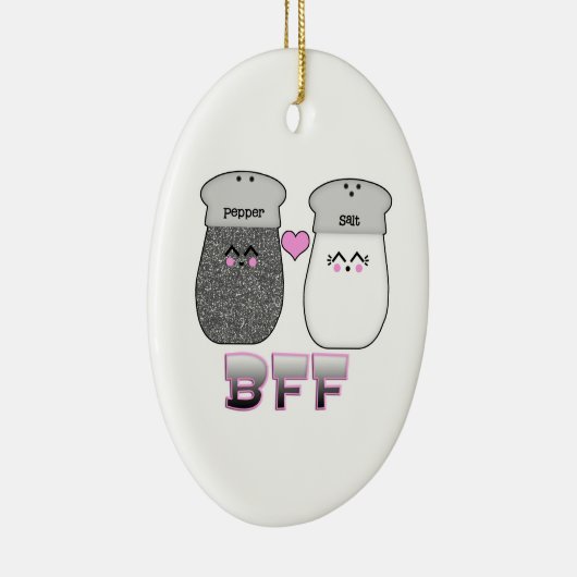 Kawaii Salt n Pepper BFF Keramisch Ornament (Rechts)