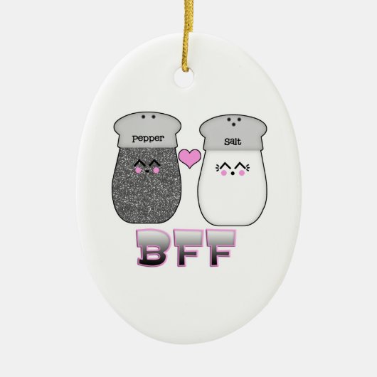 Kawaii Salt n Pepper BFF Keramisch Ornament (Voorkant)