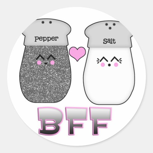 Kawaii Salt n Pepper BFF Ronde Sticker (Voorkant)