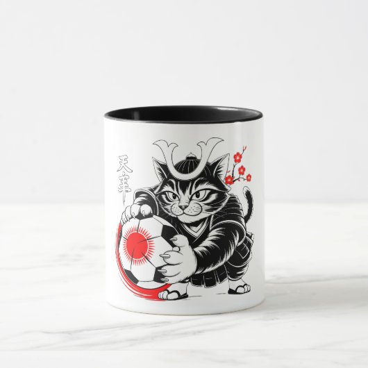 Kawaii Samurai Kat Voetbal Cadeau voor Anime Fans Mok (Midden)
