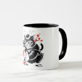 Kawaii Samurai Kat Voetbal Cadeau voor Anime Fans Mok (Voorkant rechts)