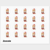 Kawaii Santa Cat Merry Christmas Ronde Sticker (Vel)