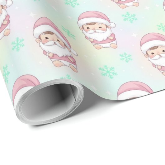 Kawaii Santa pastel pattern  Cadeaupapier (Rol Hoek)