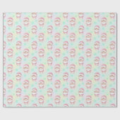 Kawaii Santa pastel pattern Cadeaupapier (Vlak)